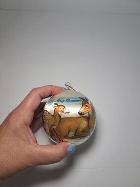 Vintage 1984 Hummelwerk Spun Silk Christmas Ornament With Deer And Serenity Pray